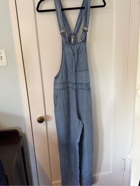 Overalls Light Blue Adjustable Buckle Shoulder Straps Long Pants Sz S Pockets